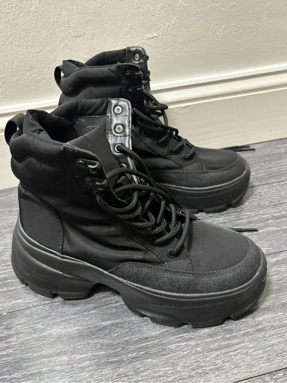 Women’s Zara black chunky combat lace up boots